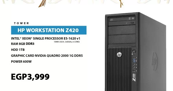 Pc Hp Z420 Workstation Intel Xeon Single Processor E51620 V1 Ram 8Gb Ddr3  Hdd 1Tb Graphic Card Nvidia Quadro 2000 1G Ddr5 Power 600W.